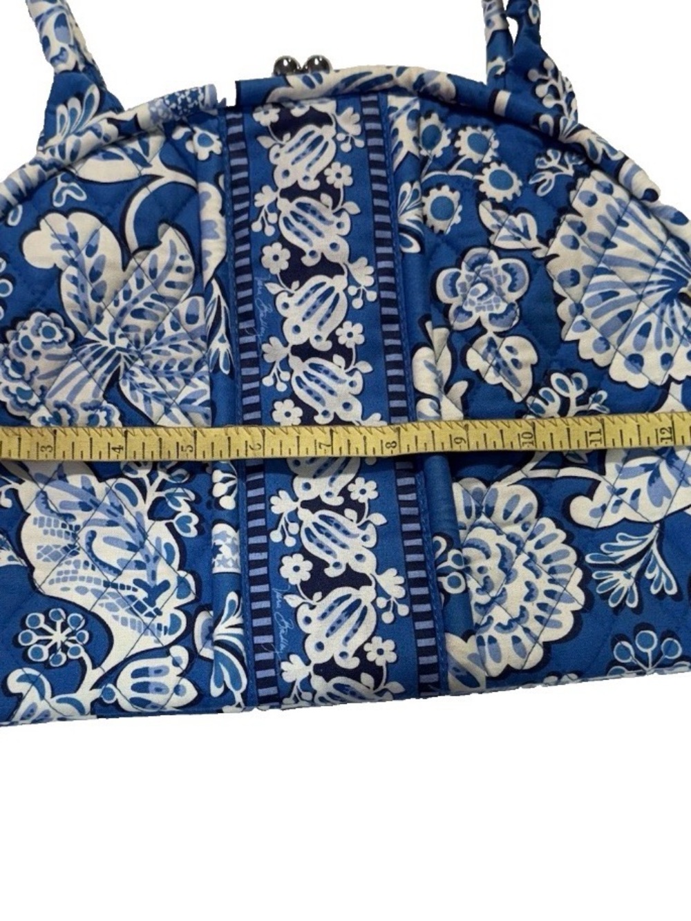 Vera Bradley Eloise Kiss Lock Shoulder Bag Blue Lagoon 13.5”Wx10.0”Hx6.0”D - Picture 12 of 13
